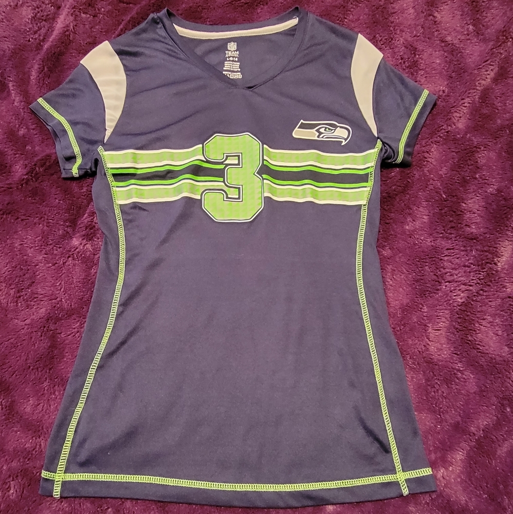 Girls Seahawks #3 Wilson Jersey Shirt.